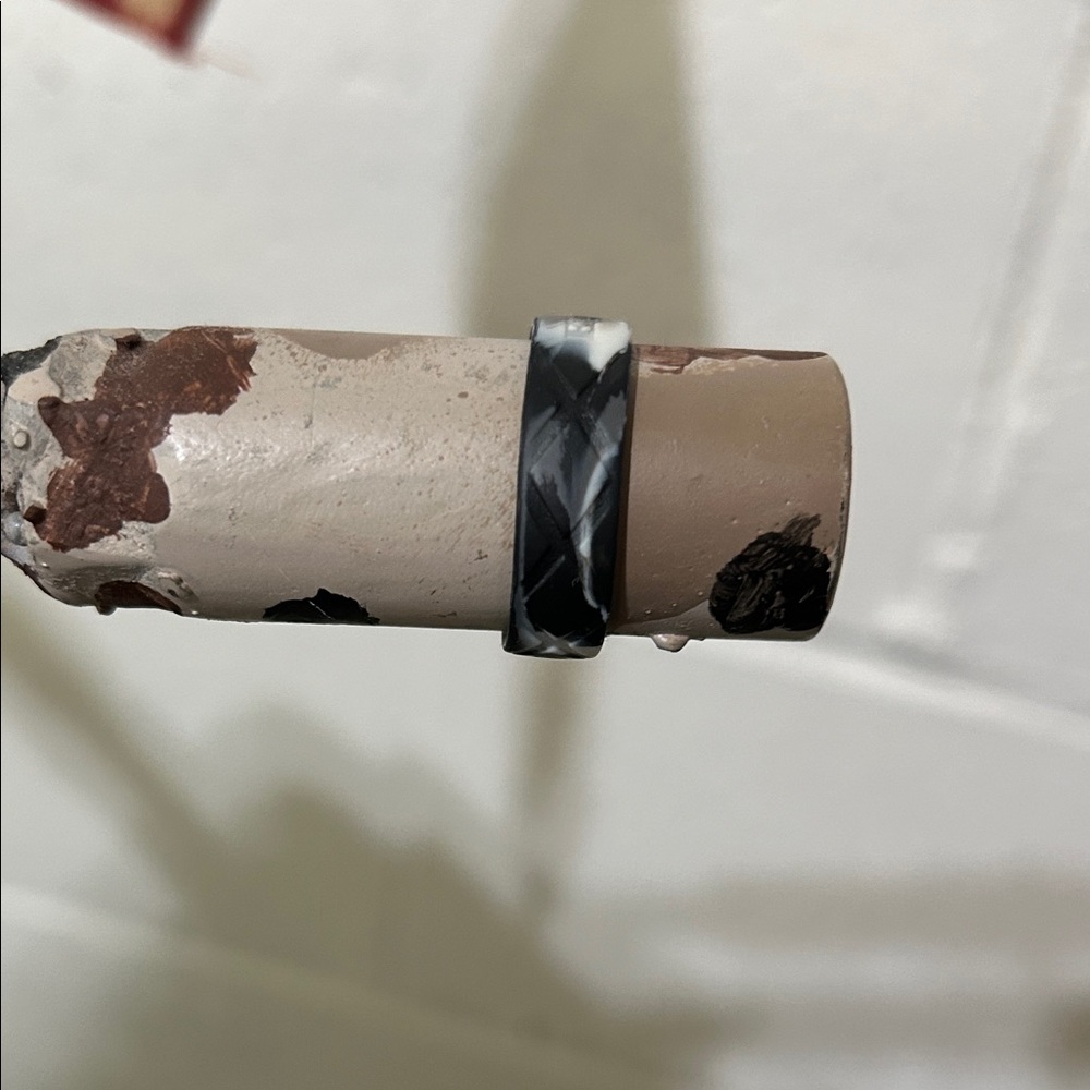Men's Black and Gray Marble Ring